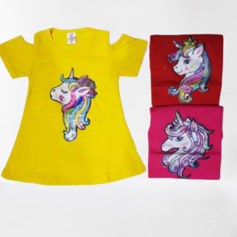 Kaos anak perempuan unicorn led