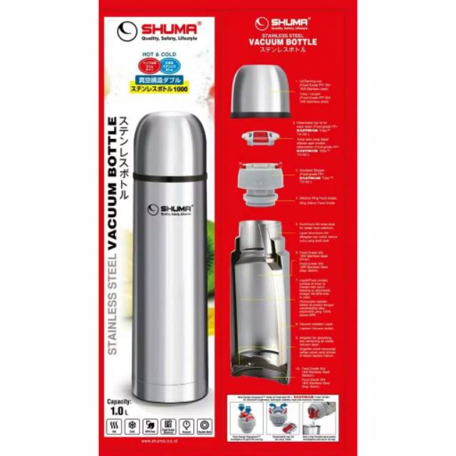 Termos SHUMA 350ml/500ml/750ml/1000mlPanas Dingin Stainless steel