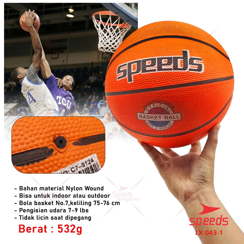 SPEEDS Bola Basket Olahraga Basketball Original Natural Rubber LX 043-1 Image 2