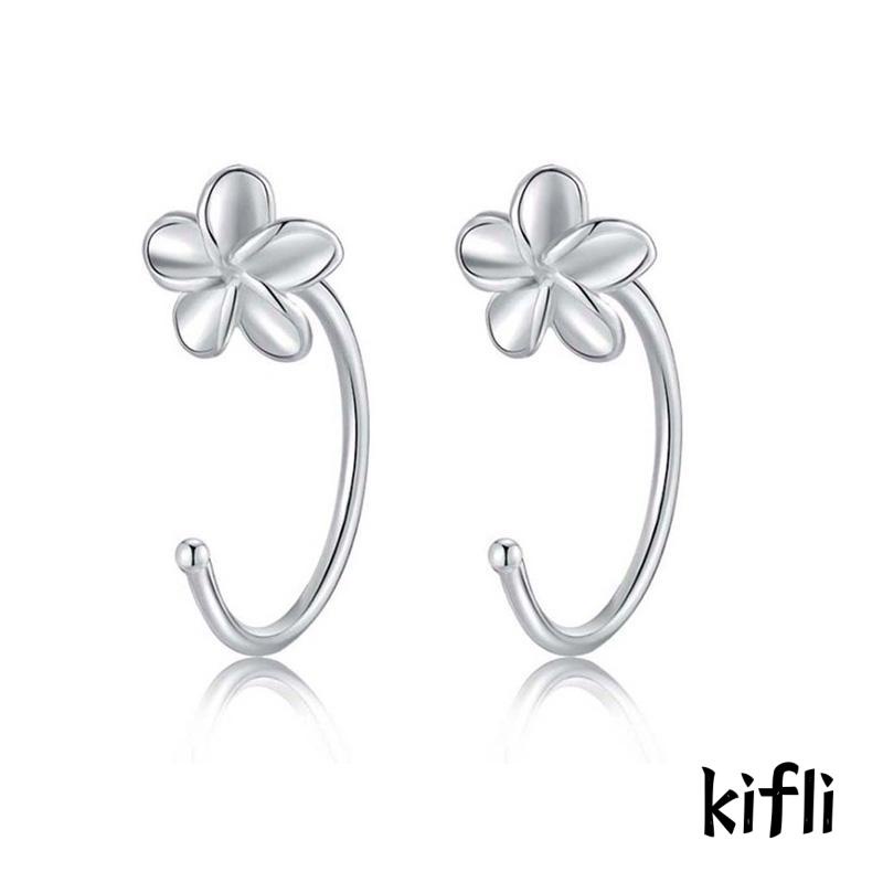 Anting Kait Ear Plugs 925 Silver Ukuran Kecil Untuk Wanita