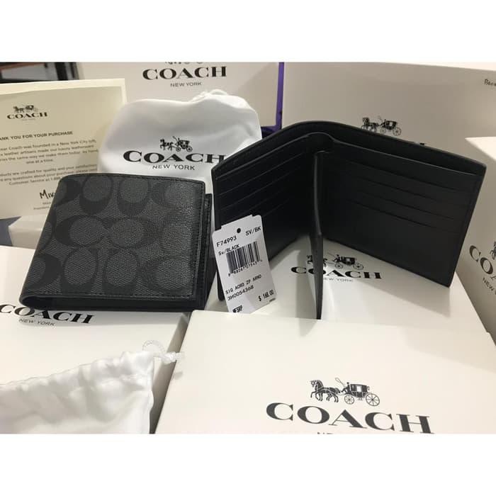 Coach Compact Id Signature Wallet + Card Holder Brand New In Box (Bnib