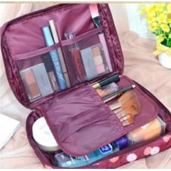 Tas Kosmetik Tempat Make Up Beauty Case Kotak Perhiasan Storage Box Organizer motif polkadot bunga