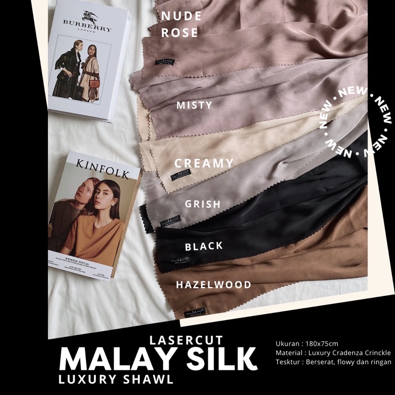 Lasercut Malay silk luxury premium | Pashmina silk Crinckle premium termurah