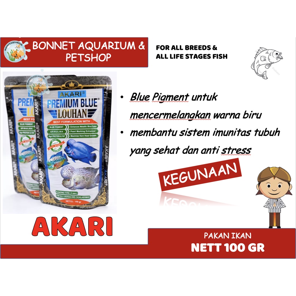 PAKAN IKAN AKARI PREMIUM BLUE LOUHAN 100GR