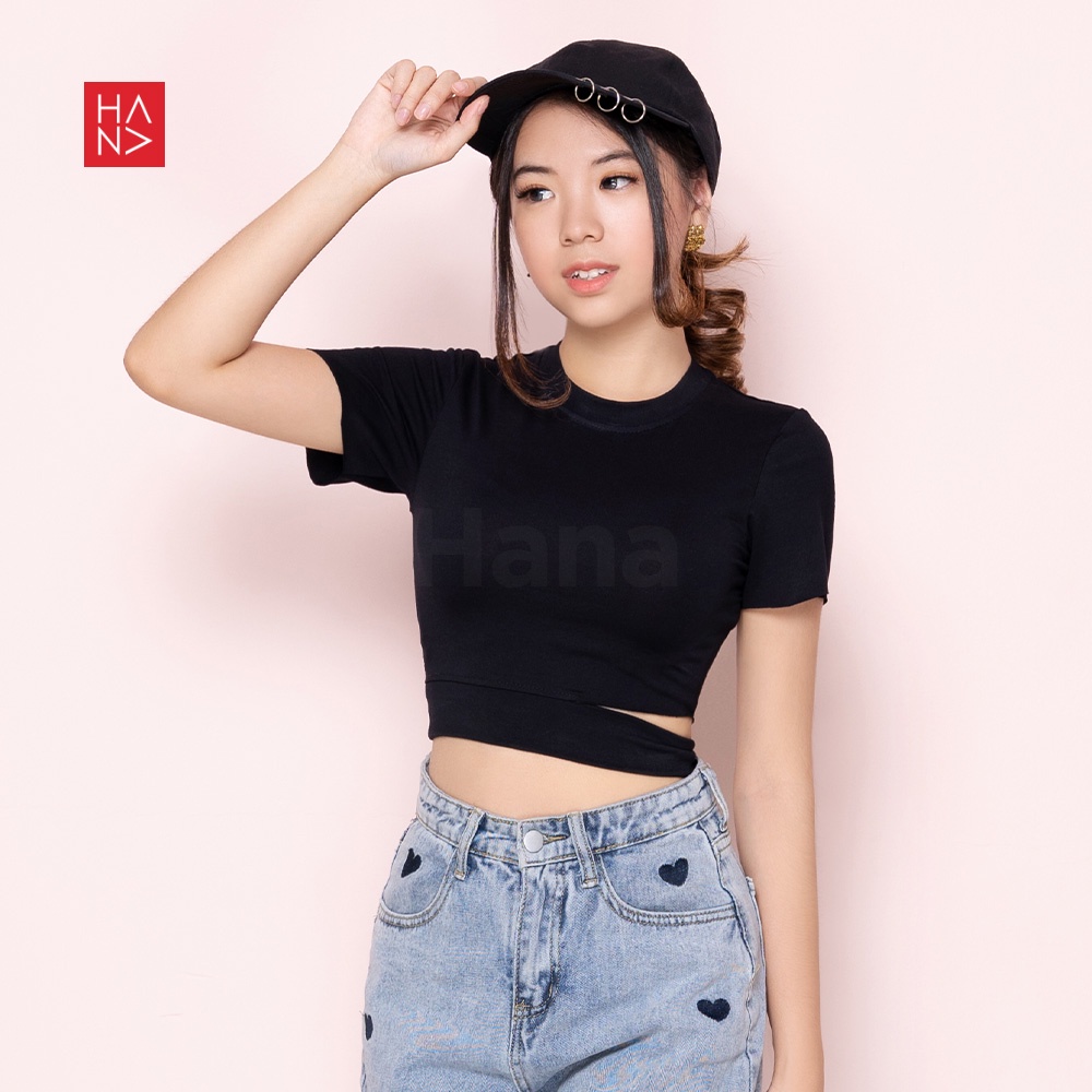 HanaFashion JKT - Yuna Crop Top Korean Style / Kaos Crop Wanita - TS343