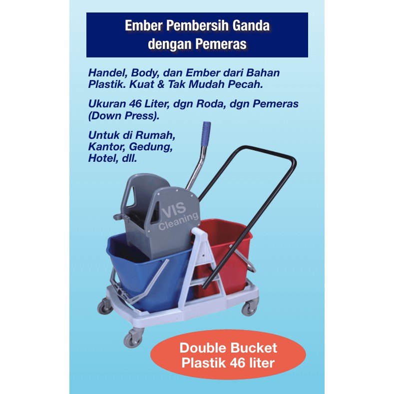 Double Bucket Handle Plastik 46 Liter dengan Pemeras