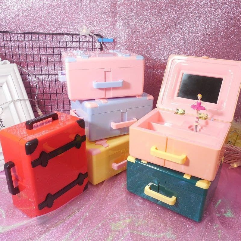 [ COD ] Promo [Souvenir / Kado] Mini Suitcase Music Box / Kotak Musik Unik Bentuk Koper Ballerina