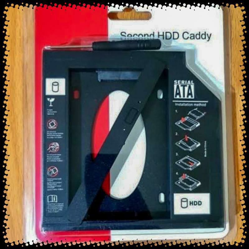hdd caddy dudukan hardisk tambahan slim 9.5mm tipis tebal 12.7mm fat sata pengganti dvd