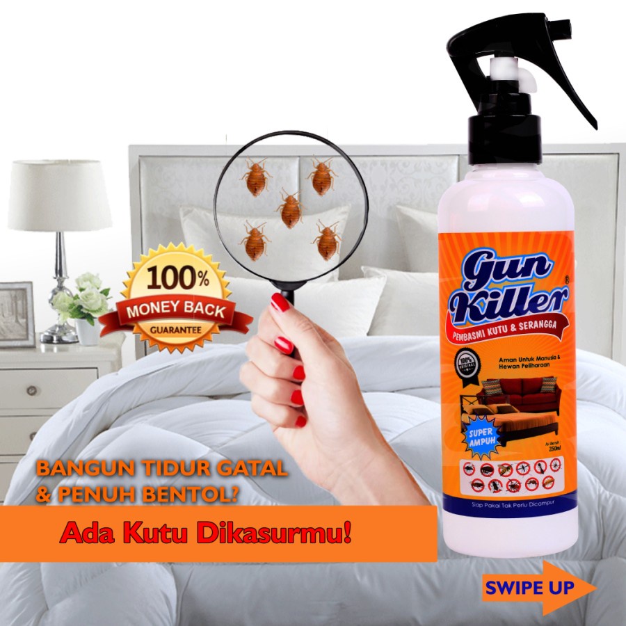 GUN KILLER Obat Pembasmi Kutu Kasur Dan Sofa Tumbila Tungau Petinggi