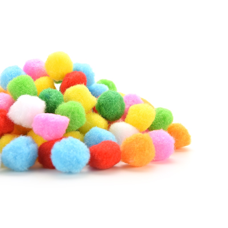 100 Pcs Pom Poms Lembut Warna Campur Ukuran 10mm 30mm 40mm Untuk Kerajinan Anak