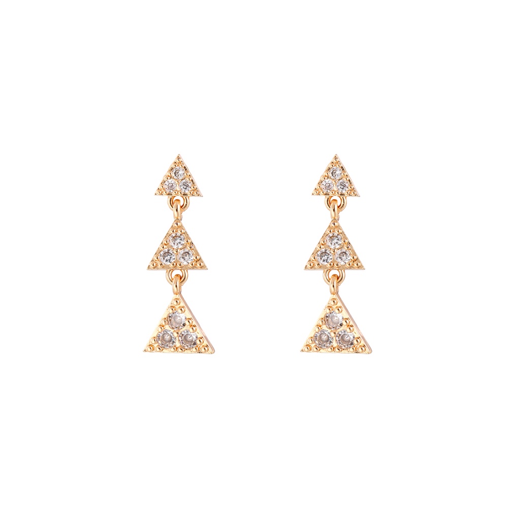 D.G.C Anting Klip Segitiga Emas Mawar Pola Geometris Fashion Wanita D298