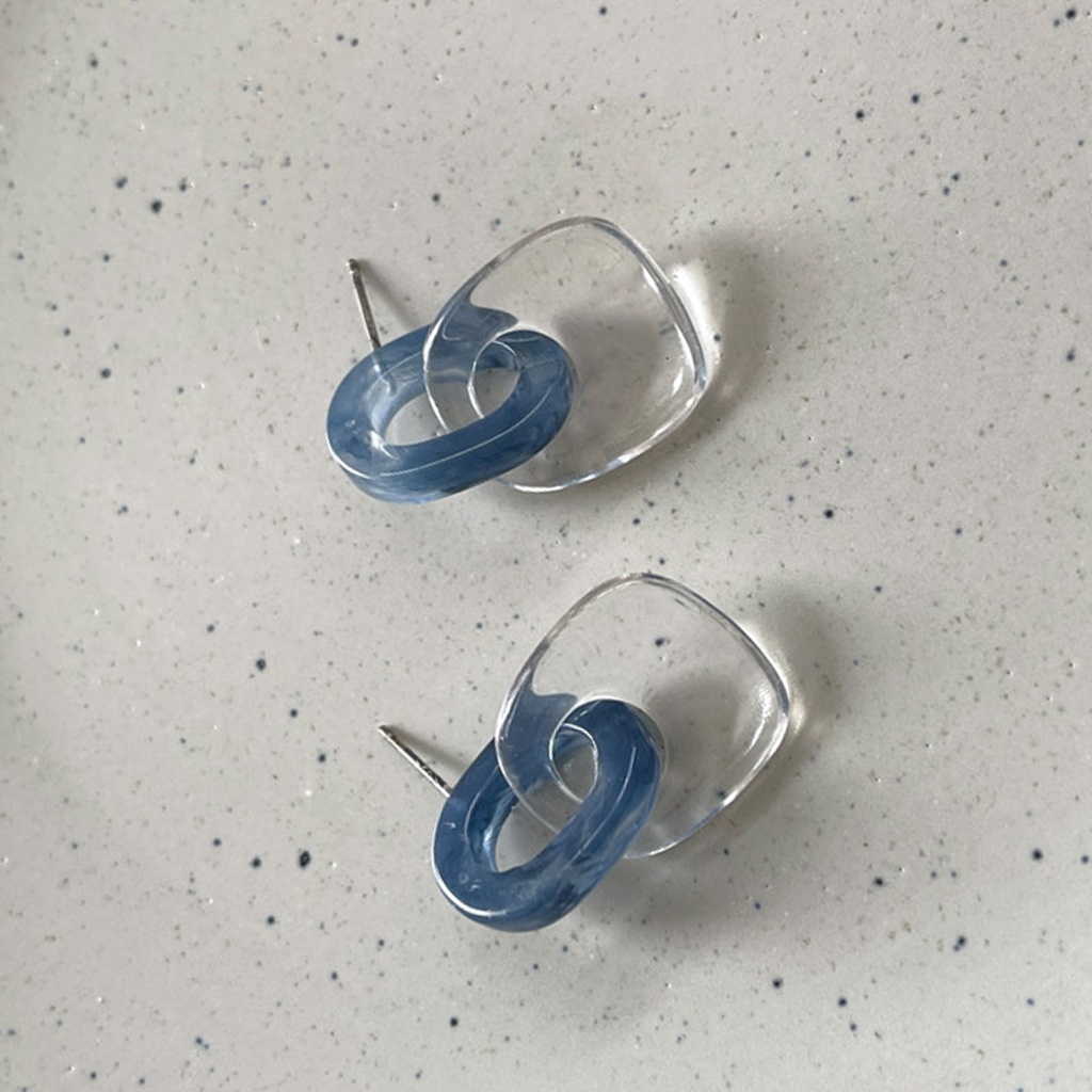 Hu Hu Hu Hu Hu Alat Bantu Pasang Kacamata♡ 1 Pasang Anting Stud Bentuk Persegi Geometris Bahan Akrilik Warna Biru Untuk Liburan