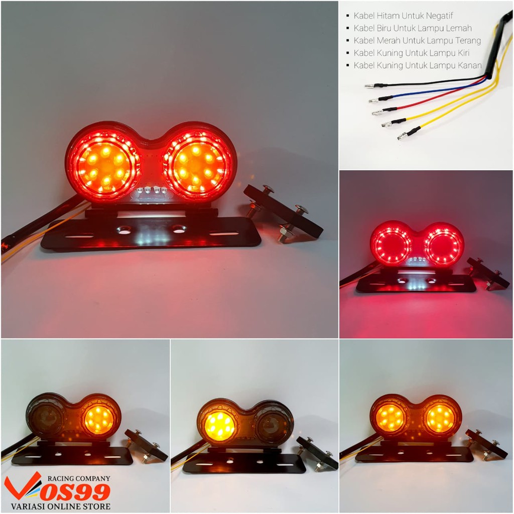 Lampu Stop Rem Motor Klasik Tralis 2 Led Stoplamp Grill Japstyle lampu Stop Racing + Sen dan Senja