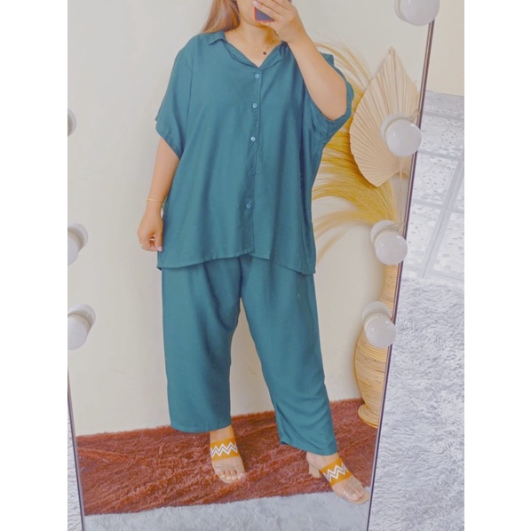 JUMBO PIYAMA POLOS / SETELAN BIG SIZE LD 125 (80-105) / SUPER JUMBO XXXL-JUMBO TURKIS