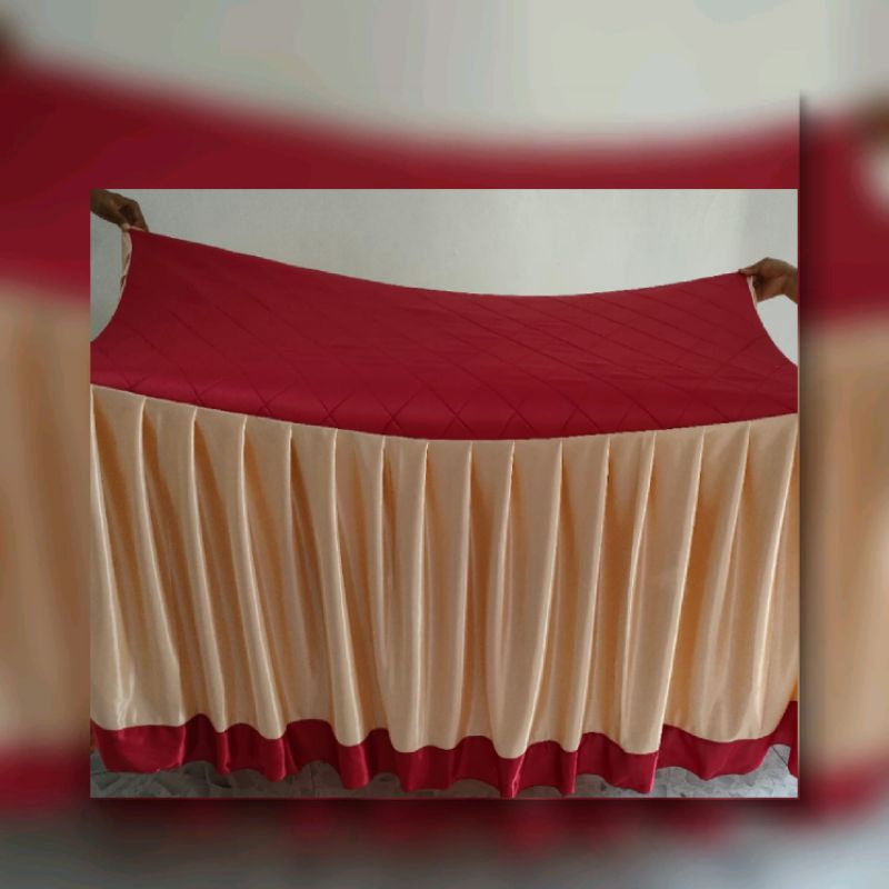 sarung meja catering/taplak meja prasmanan/slop meja rempel UK 200*60*75