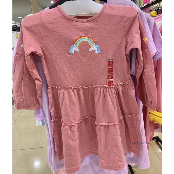 Dress pink Unicorn anak perempuan Cool girl (4-12th)