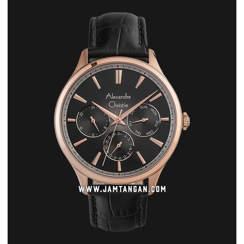 Alexandre Christie AC 6569 MF LRGBA Men Black Dial Black Leather Strap