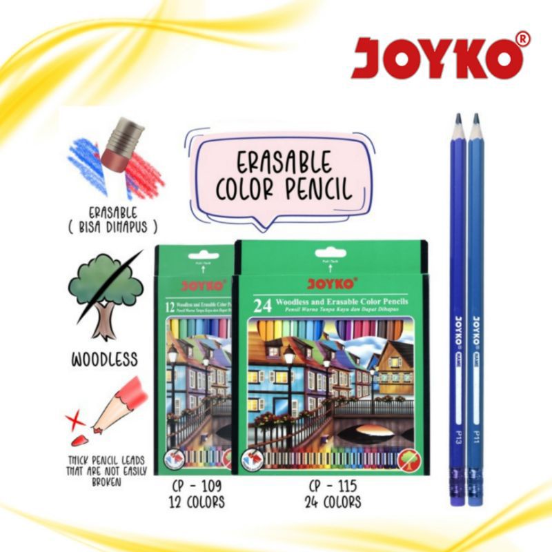 

joyko pensil warna bisa dihapus eraseble pensil warna