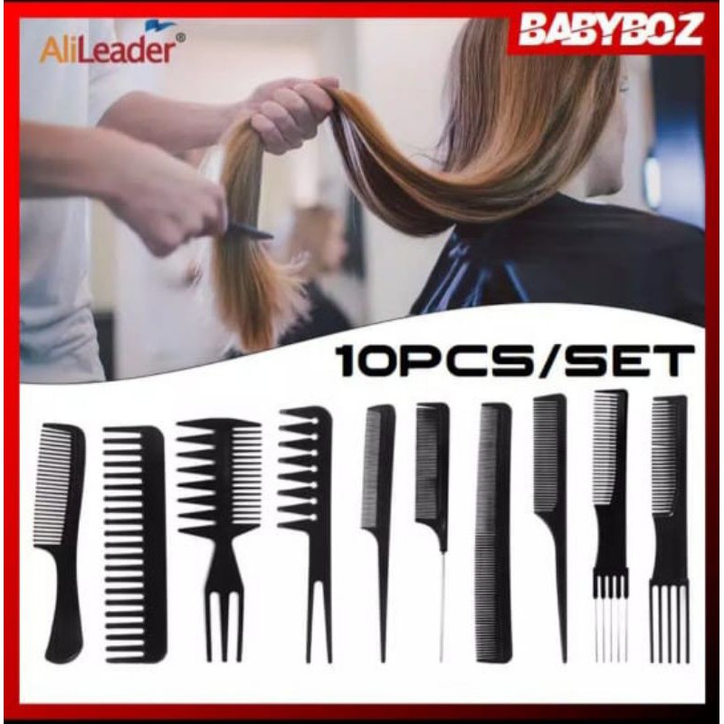 Image of sisir set 10pc komplit murah stylish rambut / sisir potong tukang cukur #2