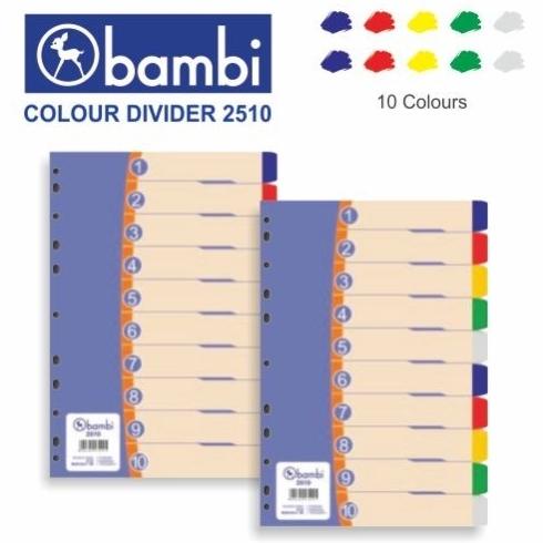 

SALE Bambi Divider Plastik Folio 10 Warna 2510 | Pembatas Binder Plastik F4