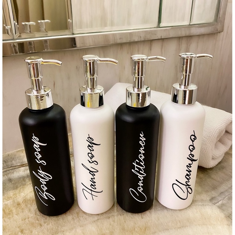 Botol  DOFF 250ml HITAM/PUTIH silver luxury. aesthetic bottle minimalist refill organizer tempat sabun cair pump eatetik