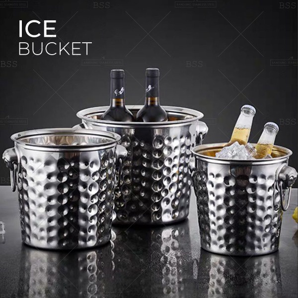 Ice Bucket Stainless Steel 3.5L 5L Wadah Ember Motif Es Batu Minuman Dingin Champagne Wine