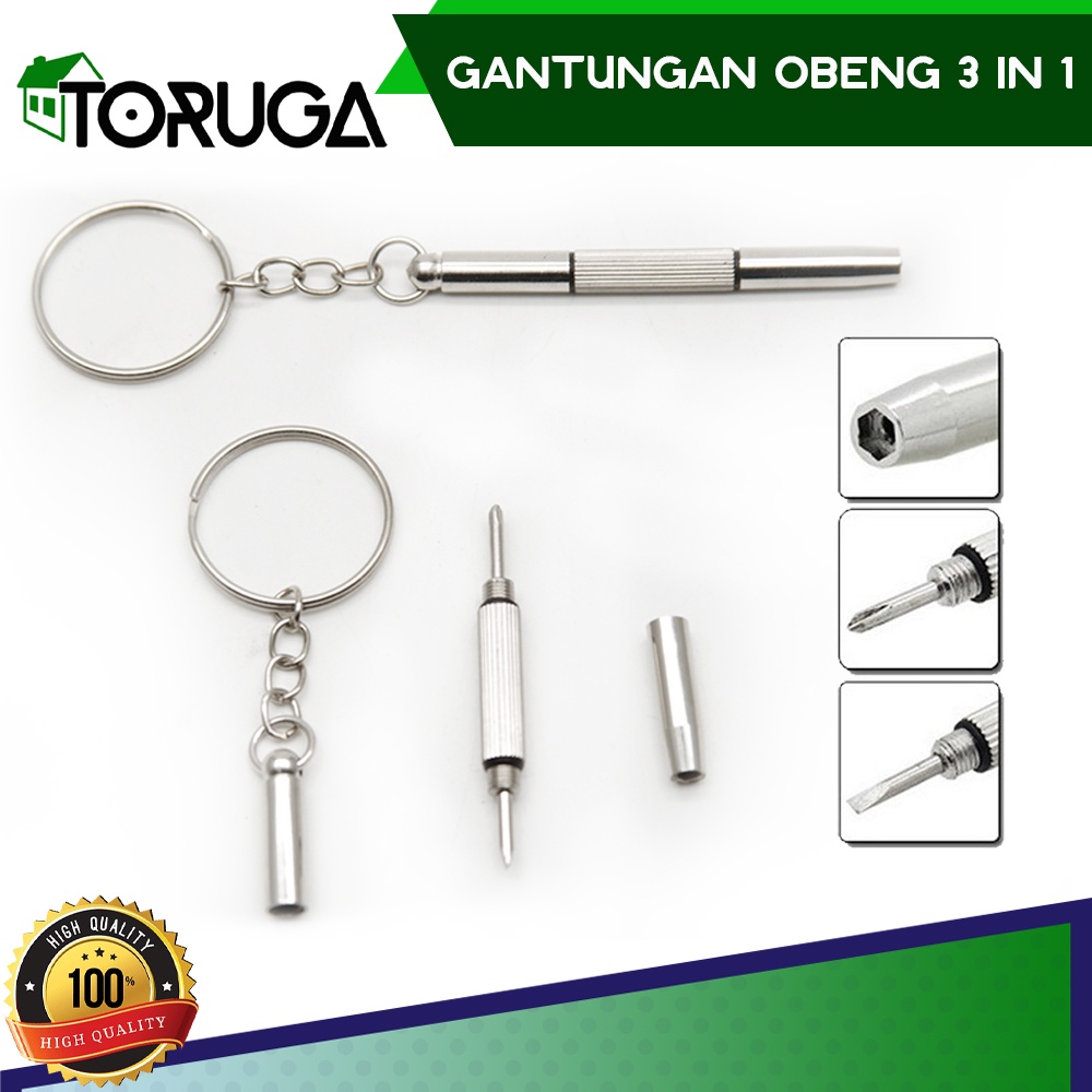 Gantungan kunci obeng 3in1 plus minus mini Screwdriver Reparasi Kacamata keychain