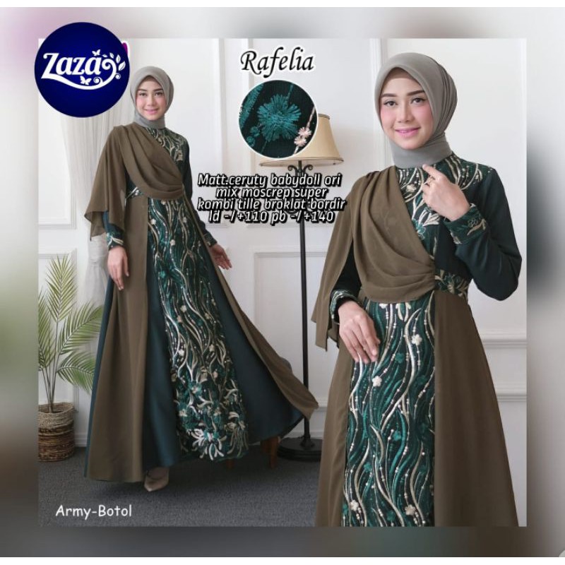 Gaun pesta muslim gamis pesta tile layer siffon Rafelia by Zaza