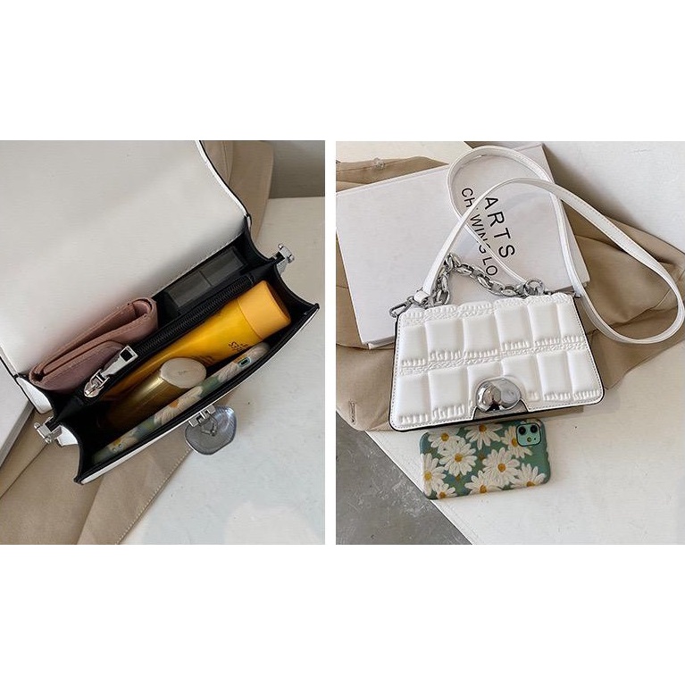 BJ15599 BLACK/COFFEE/GREEN/KHAKI/PINK/WHITE TAS SLEMPANG TALI RANTAI CLUTCH IMPORT TERMURAH JAKARTA LT1455 ELJ5599 JTF2003