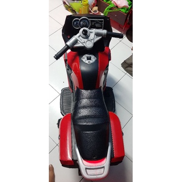 mainan motor aki anak 12 volt ban karet jok kulit