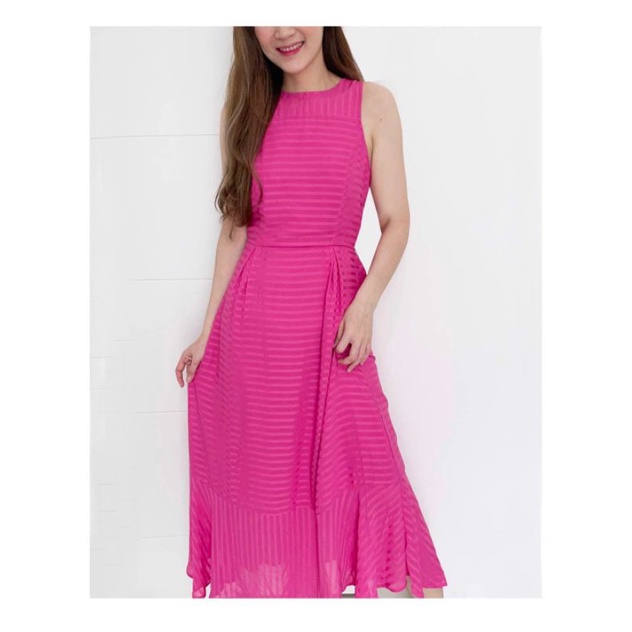 A new day pink&amp;yellow sleeveless flowy maxi dress