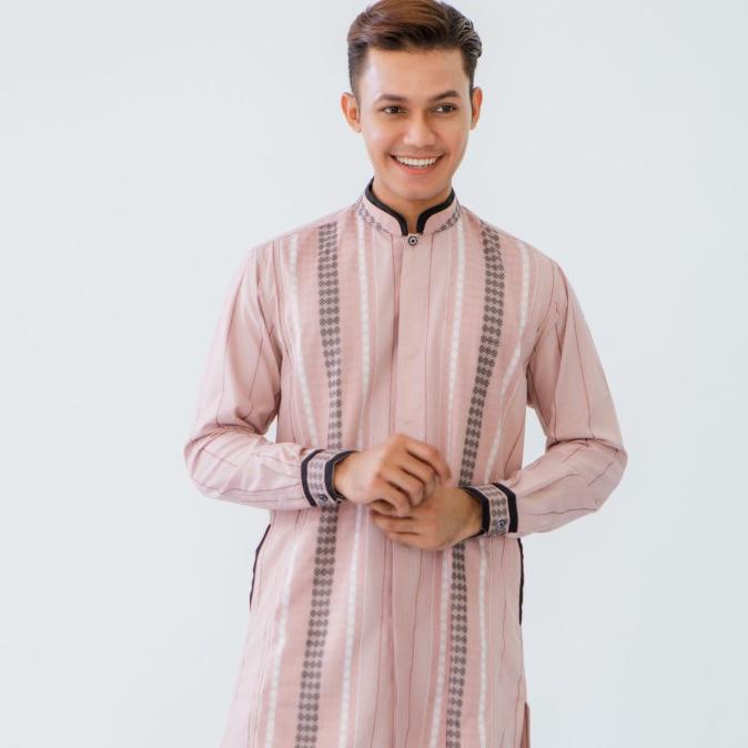 Baju Koko Pakistan Luigi Riccio Merah Muda Series ORI | Pakaian Muslim Pria