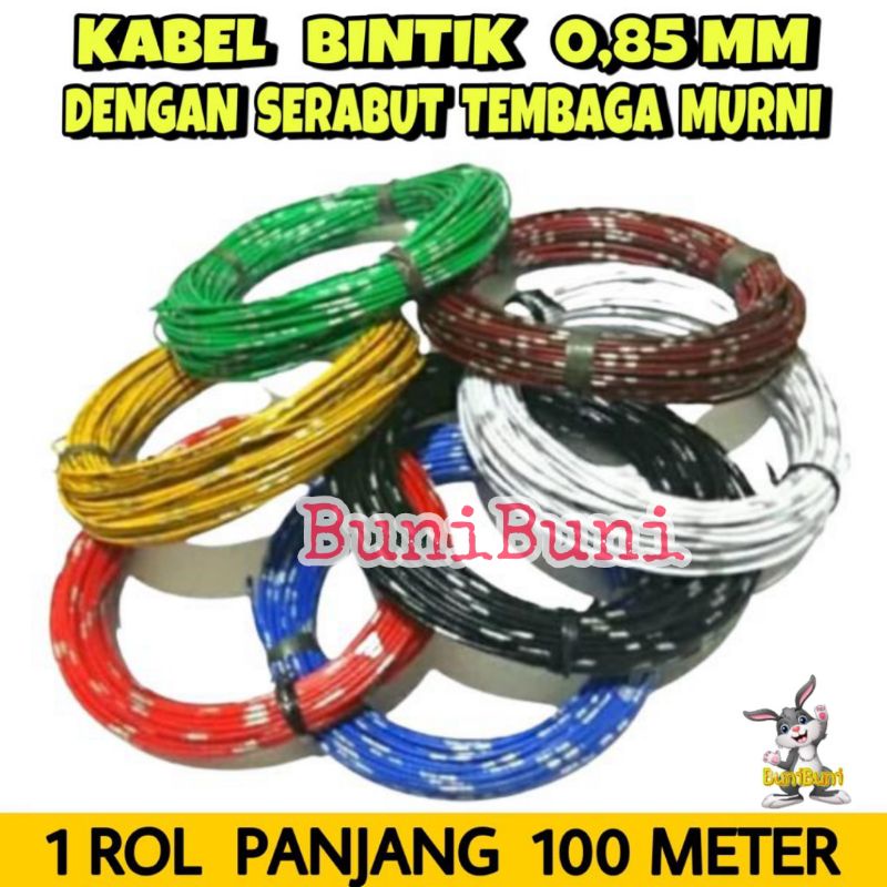 Kabel Bintik 0.85 MM / Kabel Body Bodi Roll 0.85MM Serabut Tembaga Untuk Mobil Motor Panjang 100 Meter