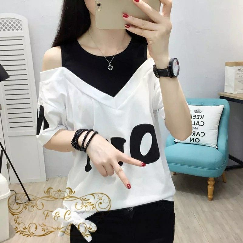 H TOP 99MILADA baju atasan wanita kaos babol bahu pundak bolong model terbaru harga grosir murah