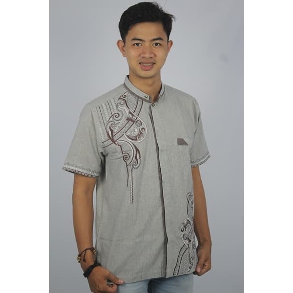 MY PROMO BAJU KOKO PRIA BORDIR CASUAL KODE AD 123 COKLAT MUDA - COKELAT MUDA, M