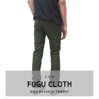  Celana  Chino Panjang Pria Hijau Army Premium Slim Fit 