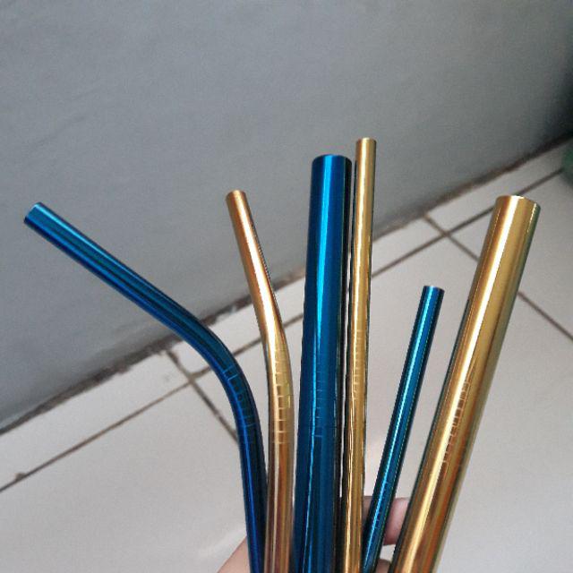 Stainless Straw / Sedotan Stainless (full Set Bubble Blue)
