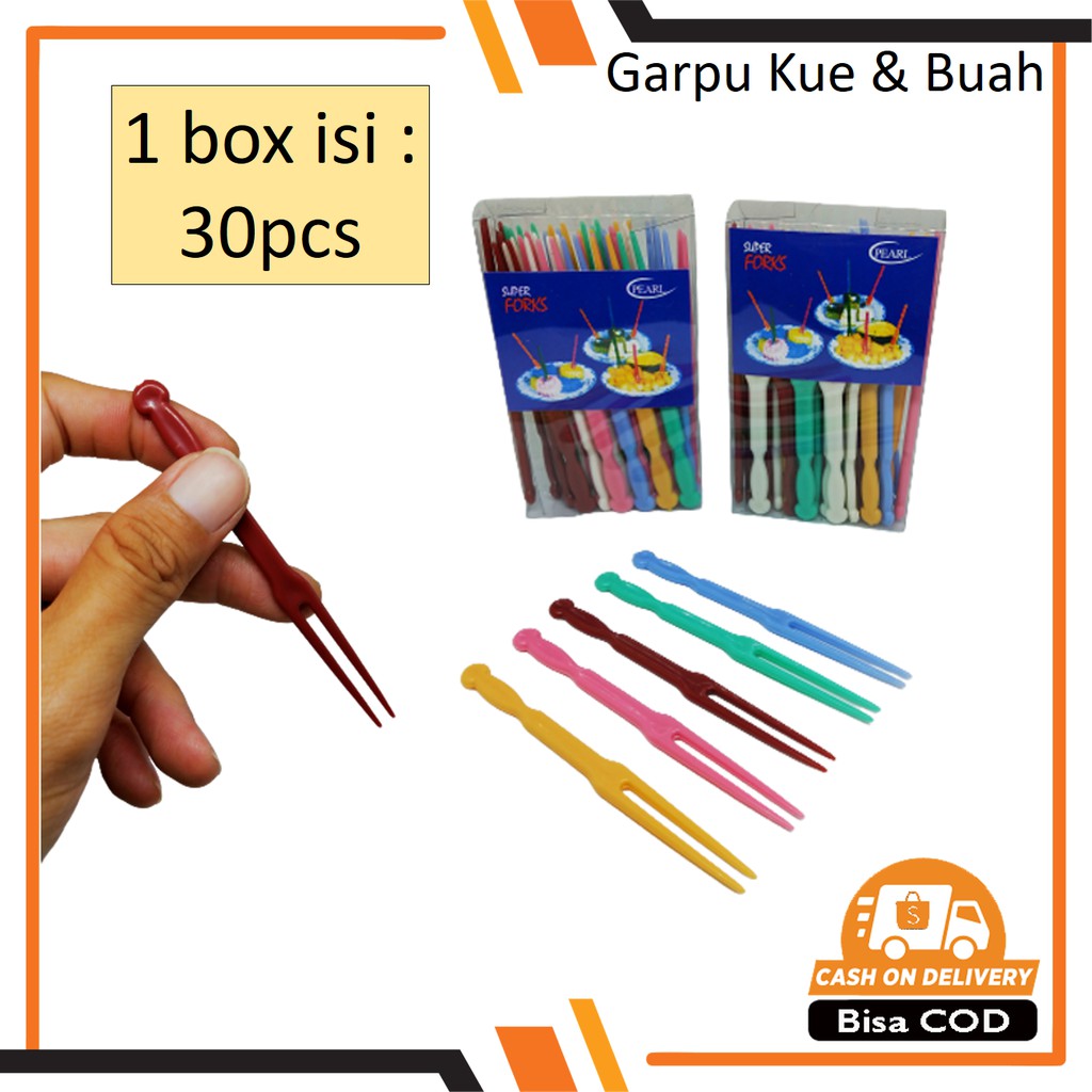 Garpu Kue Plastik 1 box isi 30pcs / Garpu Buah