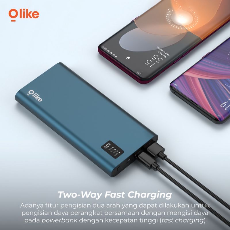 OLIKE POWERBANK 10000mAH QUICK CHARGE LED DISPLAY ALLUMINIUM ALLOY P2 GARANSI 1 TAHUN