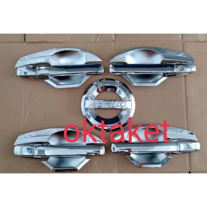 paket outer handle tank cover new brio 2016 -2017 hitam chrome