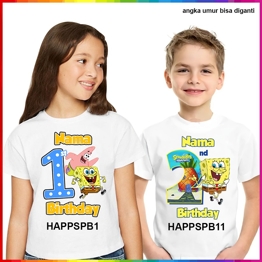 [FREE NAMA!!] Baju Kaos COUPLE  ANAK DAN DEWASA SPONGEBOB BANYAK MOTIF