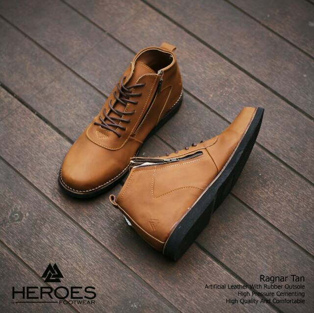 Sepatu Boots Casual Pria Semi Formal Kerja Kuliah Model Brodo Zipper Boot Resleting Original