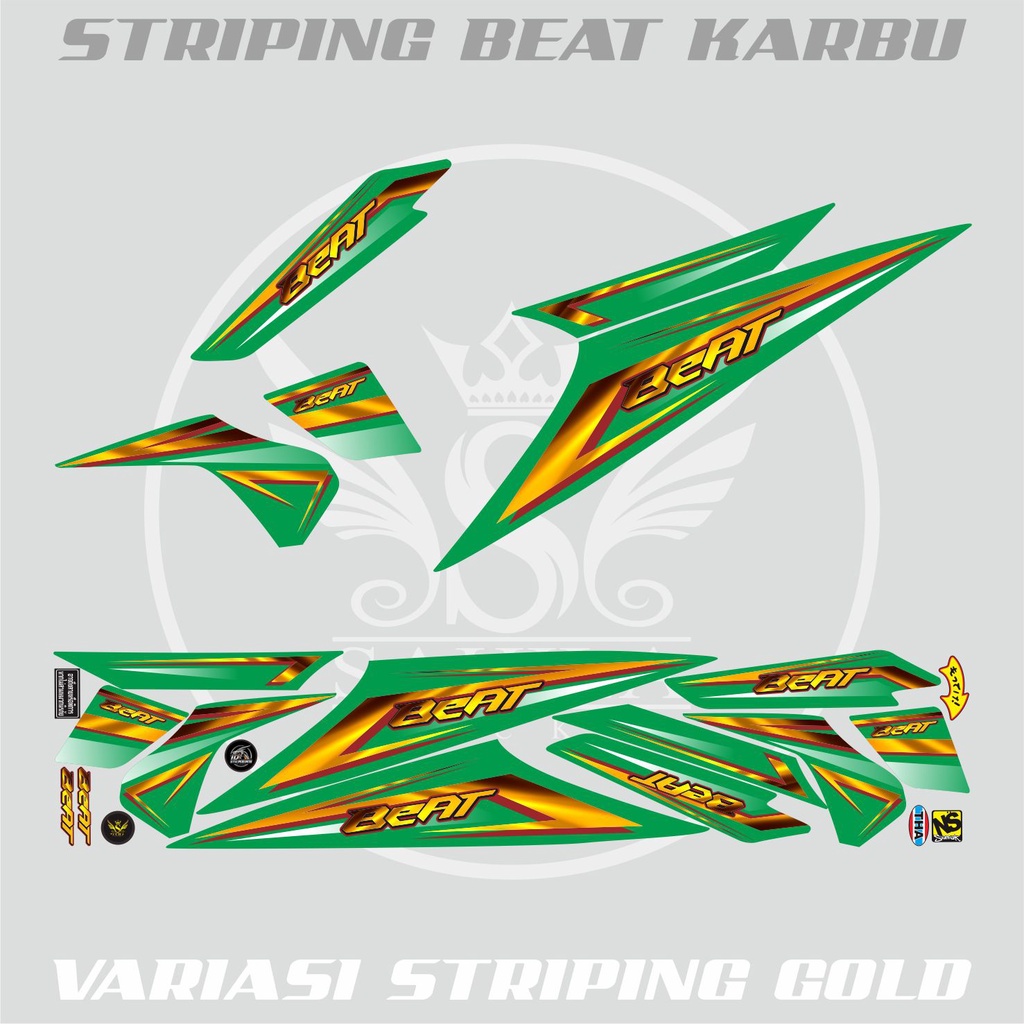 STRIPING BEAT KARBU / BEAT KARBU LAMA / STICKER VARIASI STRIPING MOTOR HONDA BEAT KARBU GOLD 01 HIJA