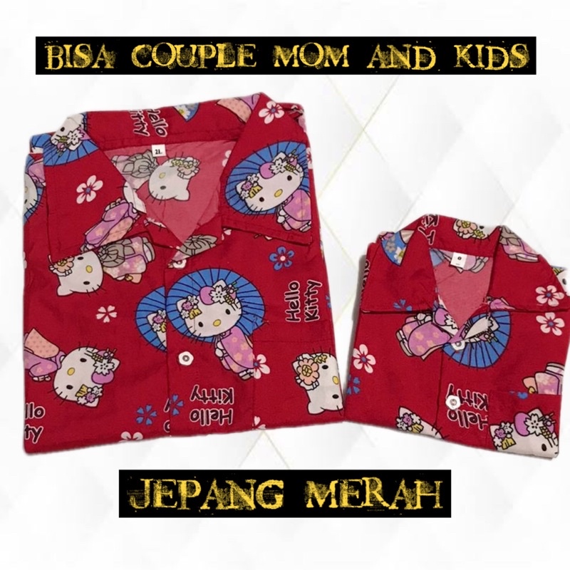 JEPANG MERAH - setelan baju tidur piyama bisa couple pasangan keluarga ibu anak dewasa katun