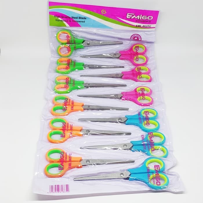 Gunting Kertas Sedang Tanggung 16 cm Warna Emigo Scissors EML-865TC - 1 Lusin