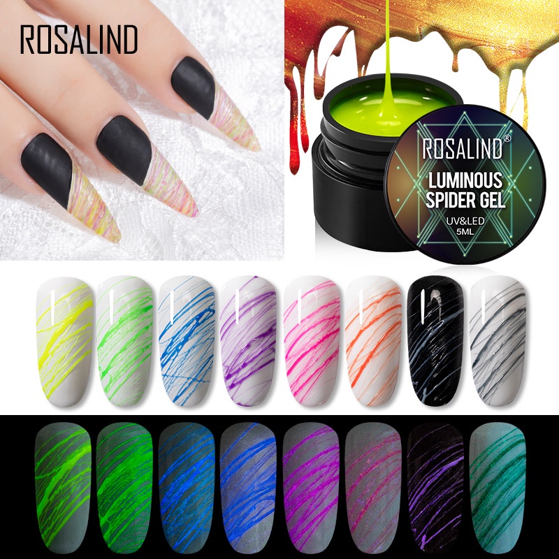 ROSALIND Luminous Spider Gel Nail Polish UV LED Nail Art / Kutek / Cat Kuku/Kutek UV Gel/Gel Nail Polish/Kutek Glow in the dark/Spider Gel