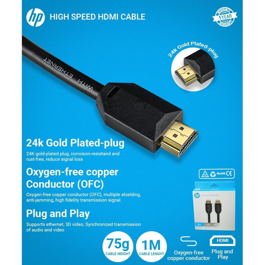 HP Cable HDMI DHC-HD01 - 1 Meter High Speed 1M