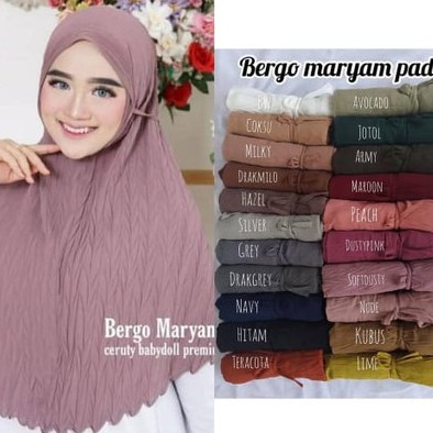 Bergo PLISKET PADI / Jilbab Maryam Plisket Moti Padi Premium jilbab maryam pleated full Lidi padi ce