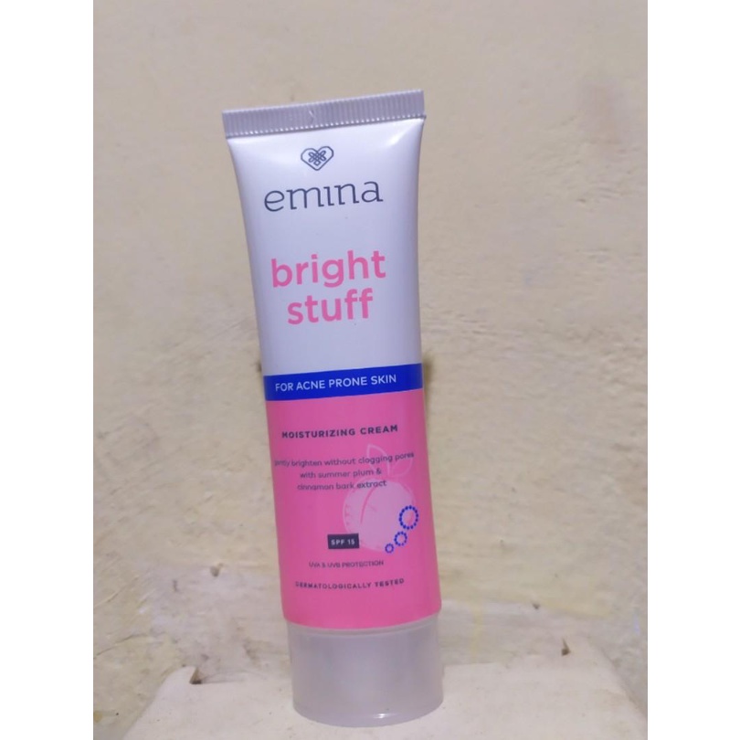 Emina Bright Stuff Moisturizing Cream 20 mL for Acne Prone Skin Pelembab Wajah Cerah Glowing Anti Kusam RUMAH CANTIK