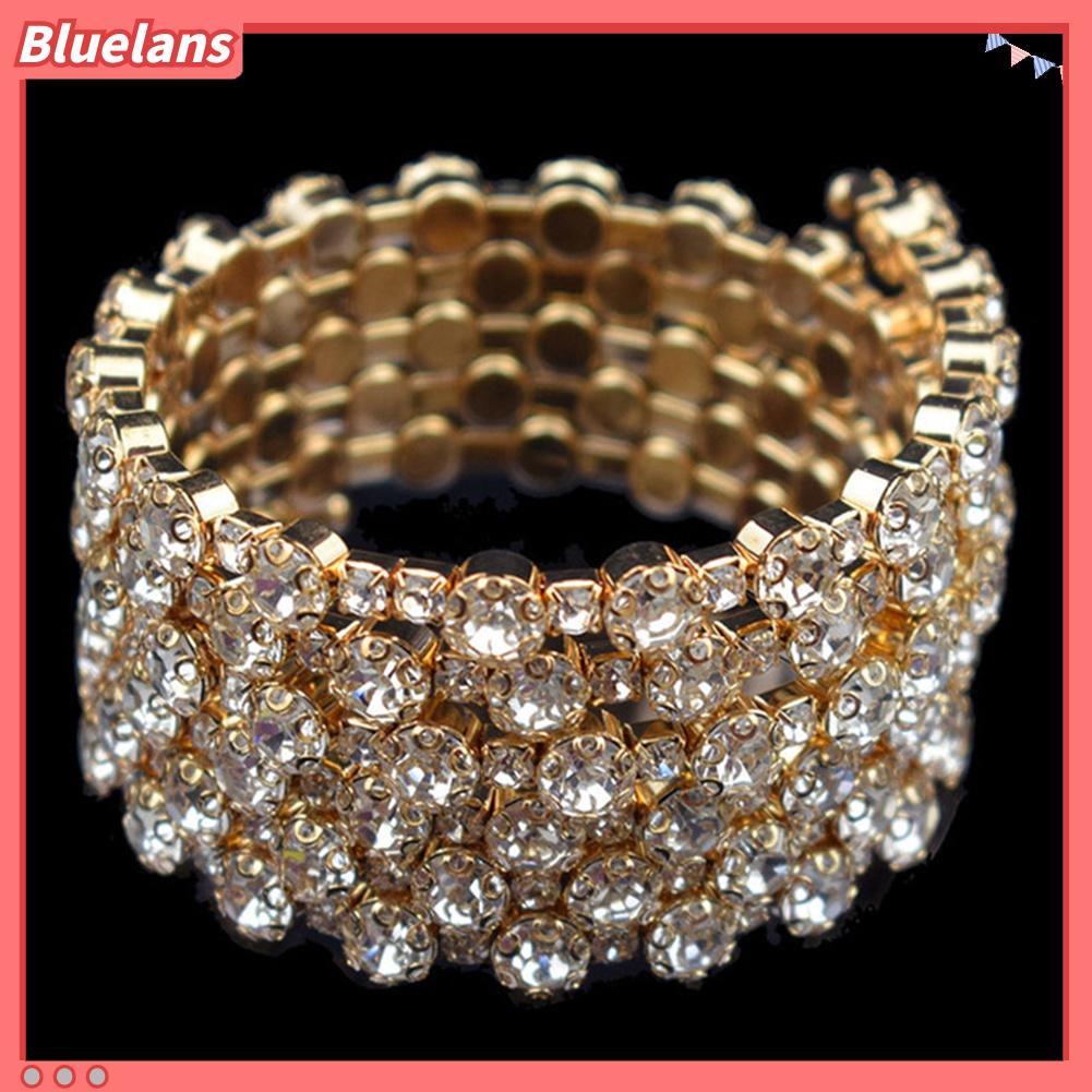 Bluelans Gelang Bangle Cubic Zirconia Multi Baris Untuk Wanita